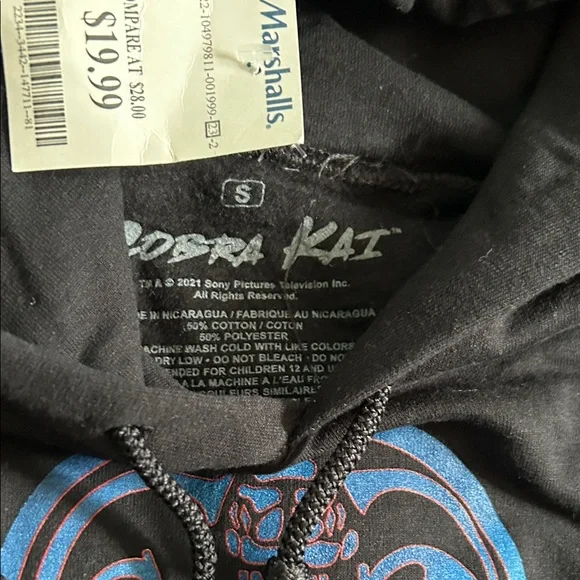 NWT!!! Cobra Kai black hoodie. - Picture 3 of 4